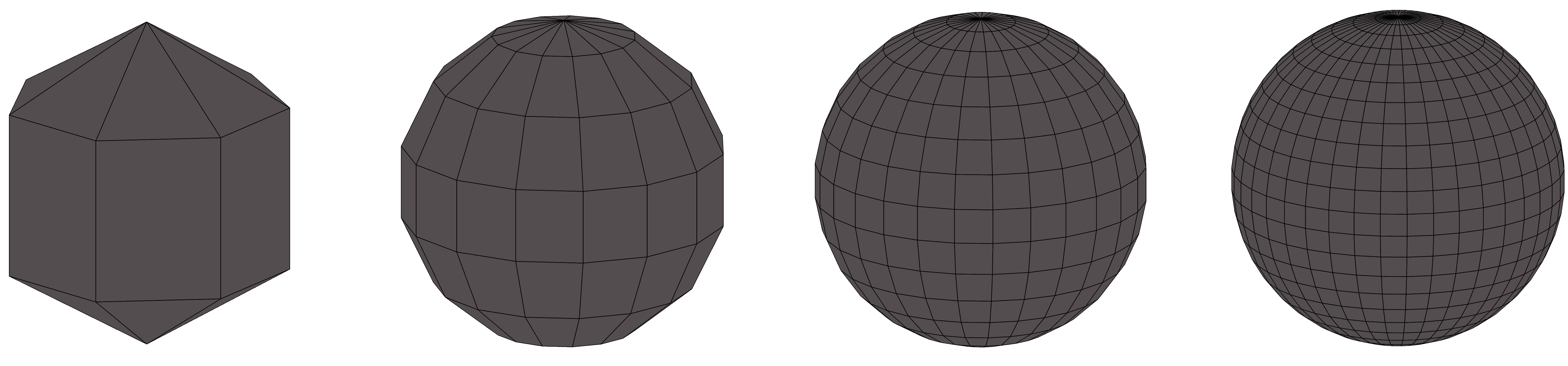 Sphere as mesh of various densities