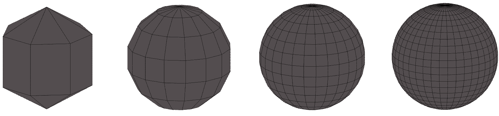 Sphere as mesh of various densities